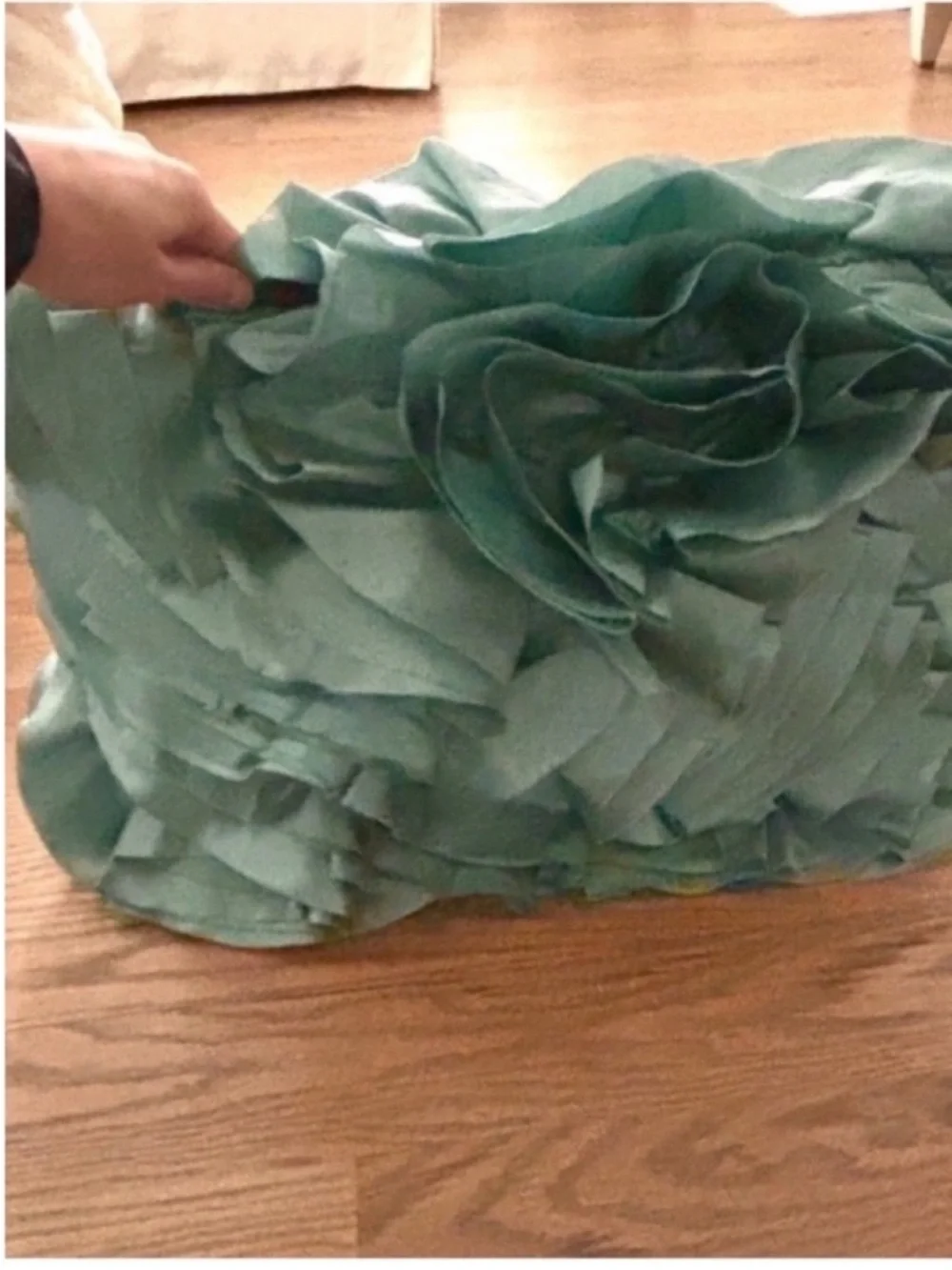 Z Gallerie Aquamarine Teal Satin Rose Rectangle Throw Pillows Set of 2 Like New